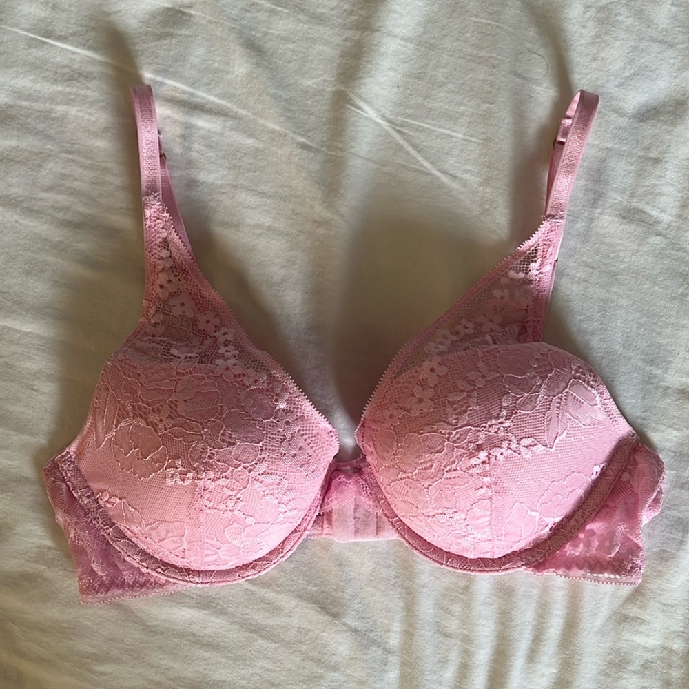 light pink lace push up bra